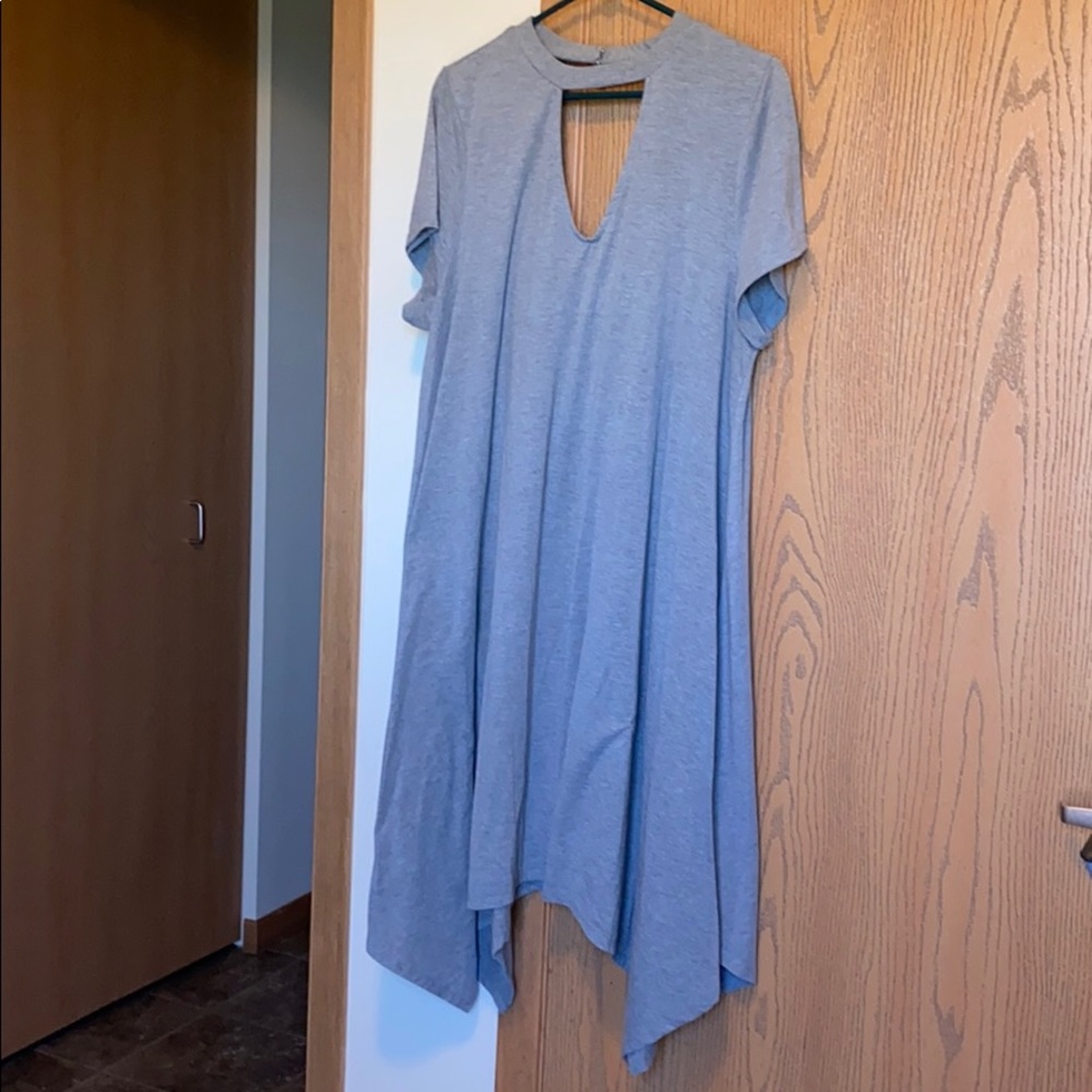 Torrid Grey Swing Dress with Hankerchief Hemline